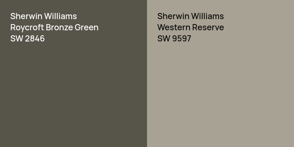 Sherwin Williams Roycroft Bronze Green vs. Sherwin Williams Western Reserve