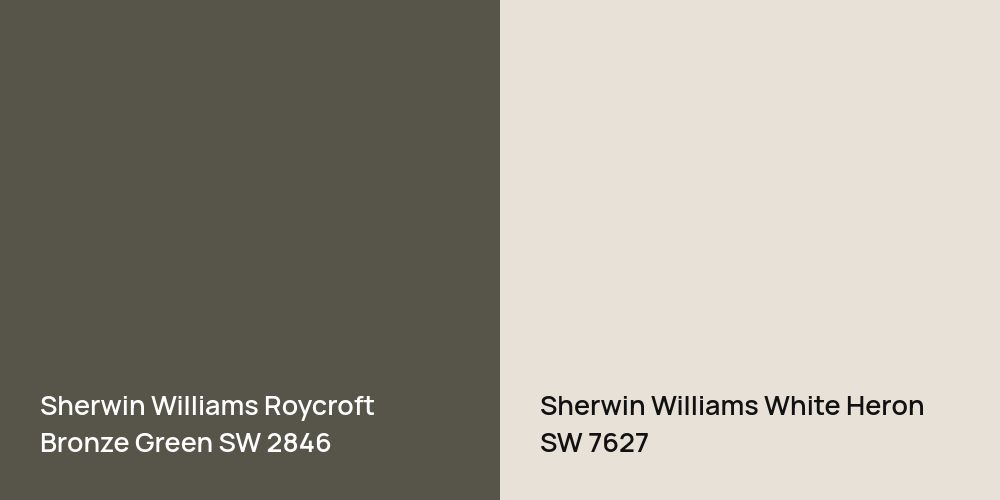 Sherwin Williams Roycroft Bronze Green vs. Sherwin Williams White Heron