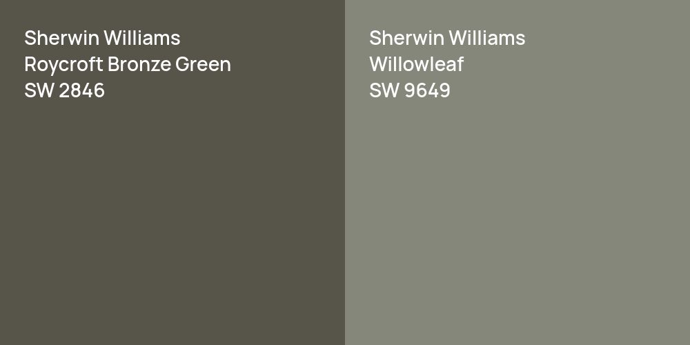 Sherwin Williams Roycroft Bronze Green vs. Sherwin Williams Willowleaf