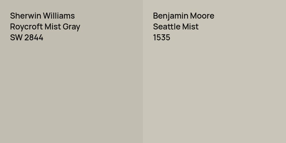 Sherwin Williams Roycroft Mist Gray vs. Benjamin Moore Seattle Mist