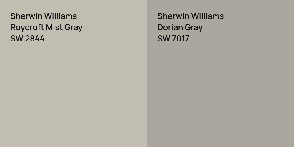 Sherwin Williams Roycroft Mist Gray vs. Sherwin Williams Dorian Gray