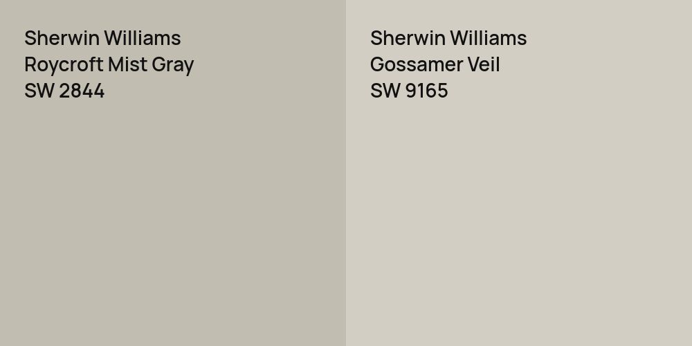 Sherwin Williams Roycroft Mist Gray vs. Sherwin Williams Gossamer Veil