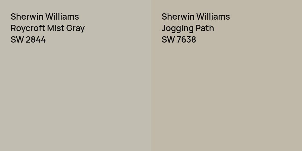 Sherwin Williams Roycroft Mist Gray vs. Sherwin Williams Jogging Path