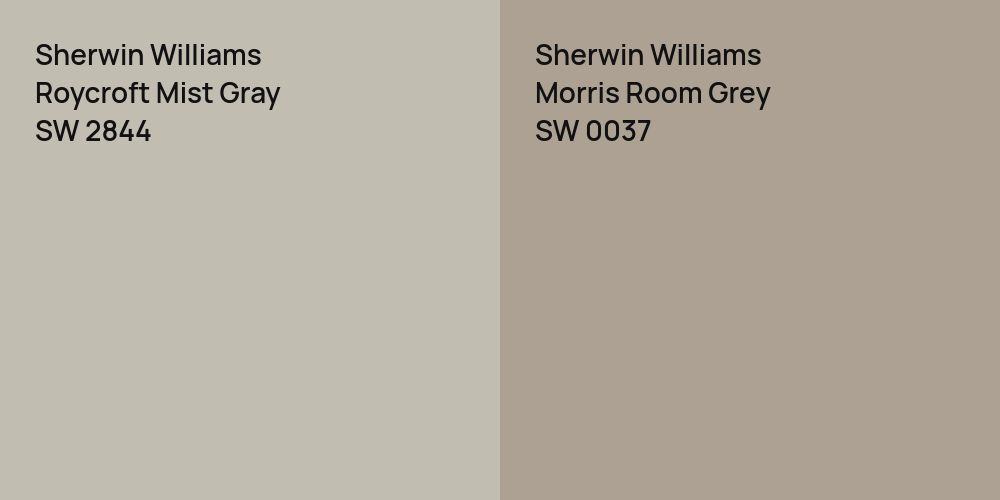 Sherwin Williams Roycroft Mist Gray vs. Sherwin Williams Morris Room Grey