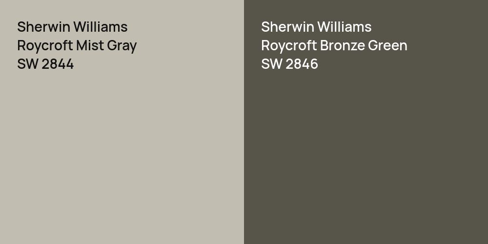 Sherwin Williams Roycroft Mist Gray vs. Sherwin Williams Roycroft Bronze Green