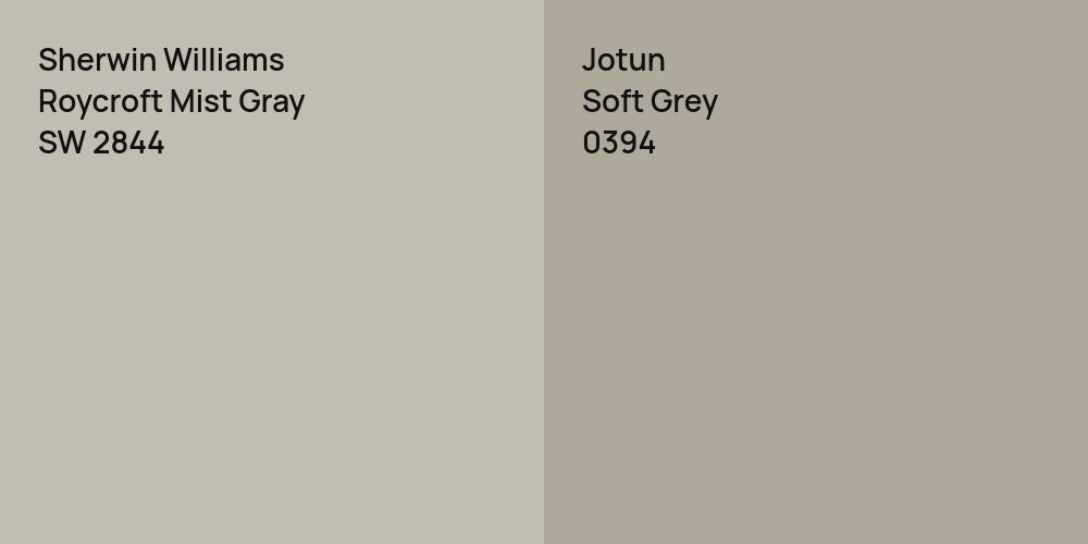 Sherwin Williams Roycroft Mist Gray vs. Jotun Soft Grey