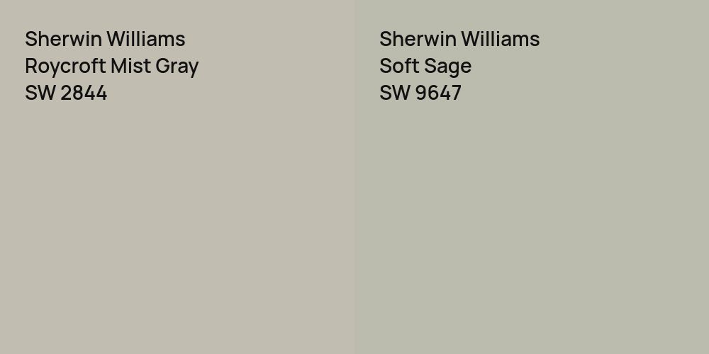 Sherwin Williams Roycroft Mist Gray vs. Sherwin Williams Soft Sage