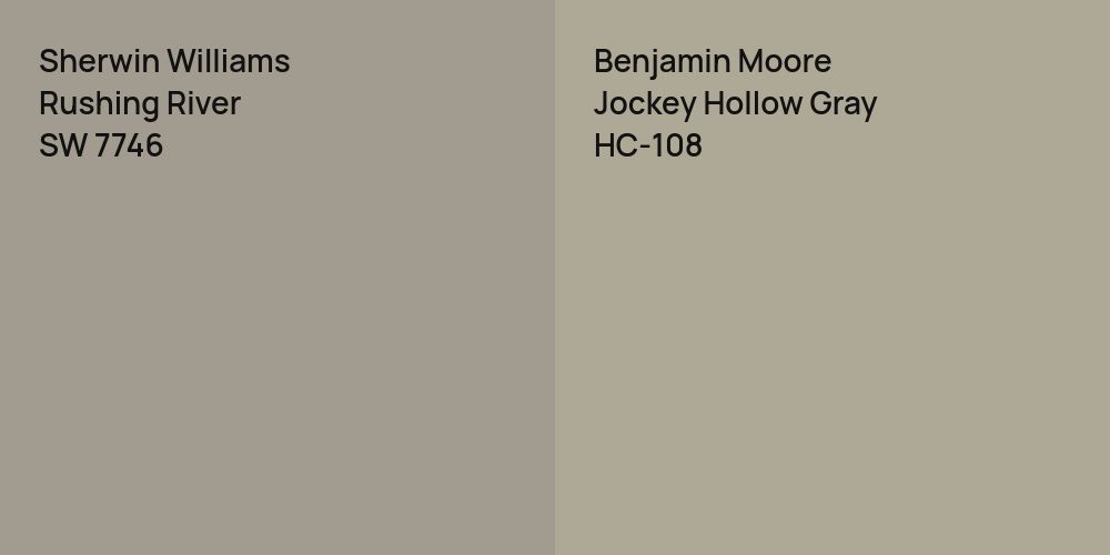 Sherwin Williams Rushing River vs. Benjamin Moore Jockey Hollow Gray