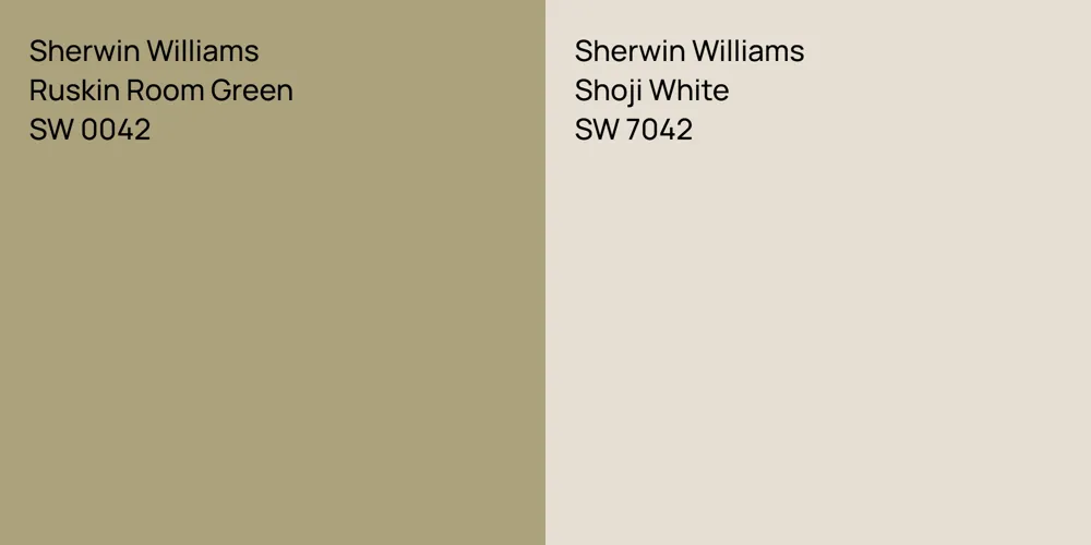 Sherwin Williams Ruskin Room Green vs. Sherwin Williams Shoji White ...