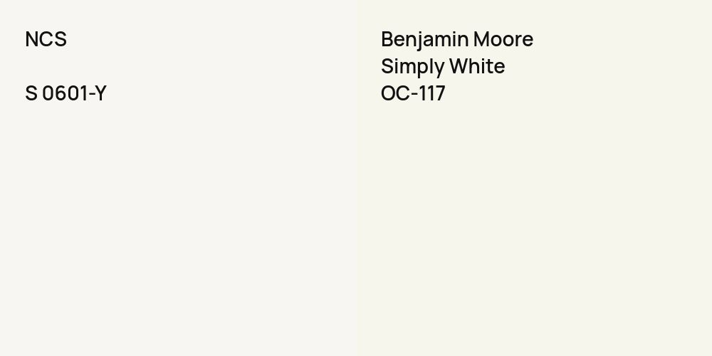 NCS S 0601-Y vs. Benjamin Moore Simply White