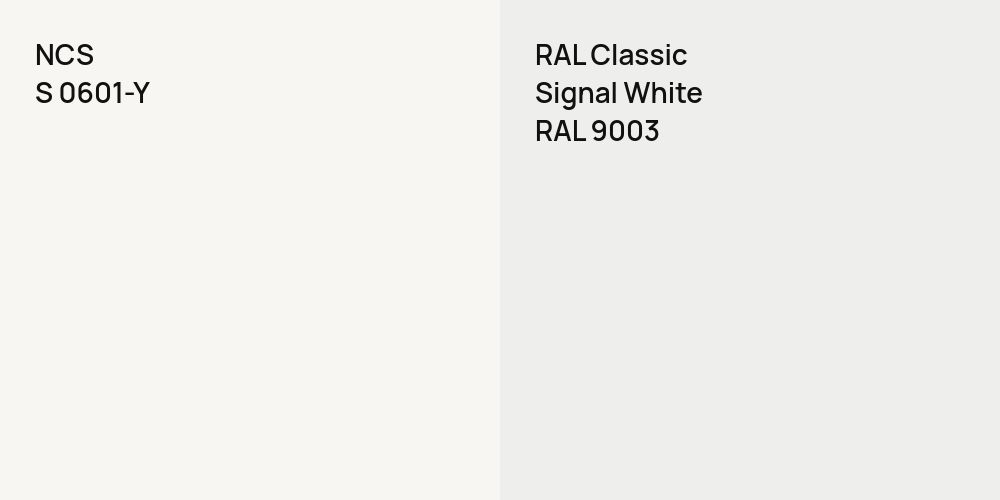 NCS S 0601-Y vs. RAL Classic Signal White