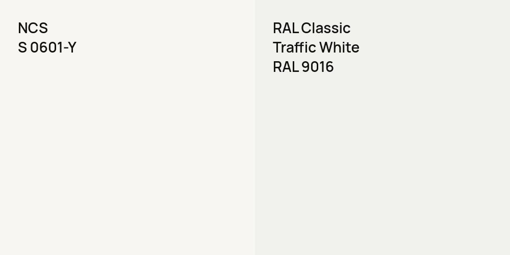 NCS S 0601-Y vs. RAL Classic Traffic White