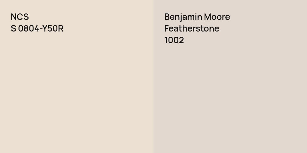 NCS S 0804-Y50R vs. Benjamin Moore Featherstone