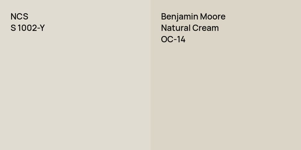 NCS S 1002-Y vs. Benjamin Moore Natural Cream