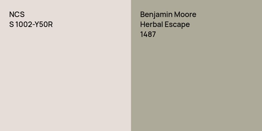 NCS S 1002-Y50R vs. Benjamin Moore Herbal Escape