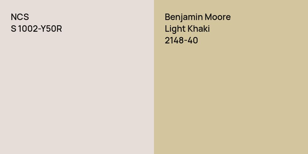 NCS S 1002-Y50R vs. Benjamin Moore Light Khaki