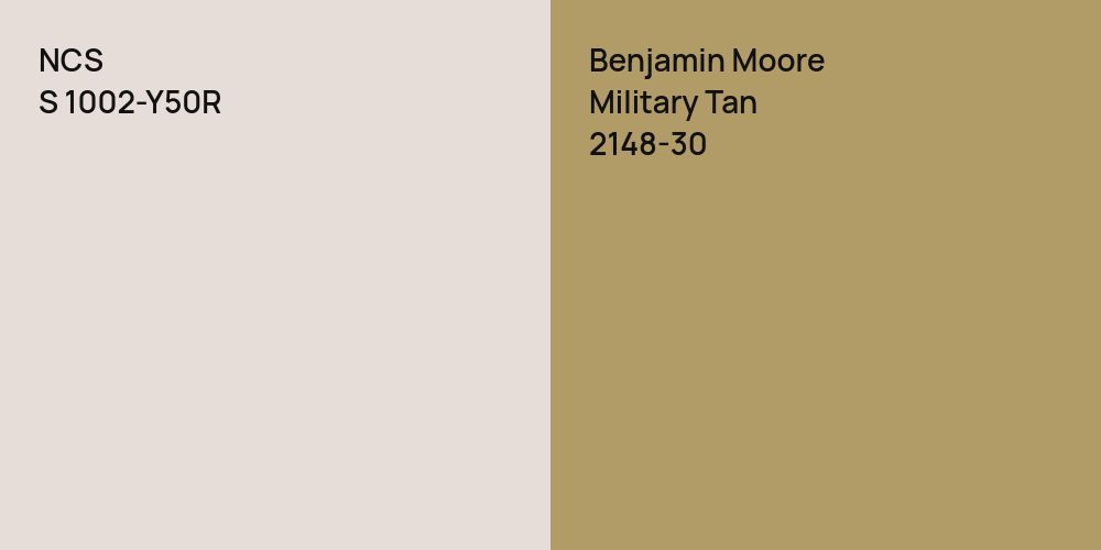 NCS S 1002-Y50R vs. Benjamin Moore Military Tan