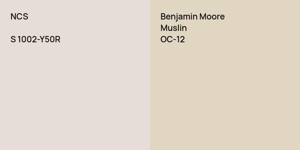 NCS S 1002-Y50R vs. Benjamin Moore Muslin