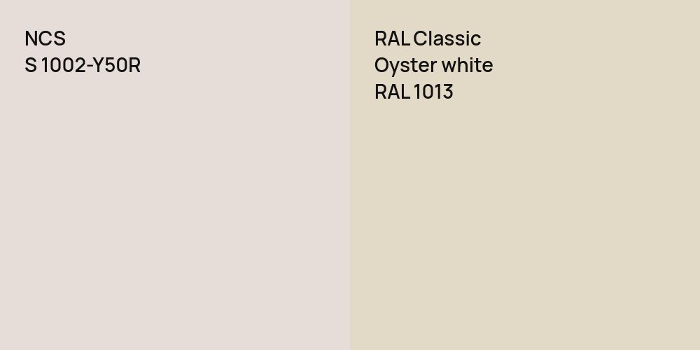 NCS S 1002-Y50R vs. RAL Classic  Oyster white