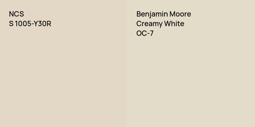 NCS S 1005-Y30R vs. Benjamin Moore Creamy White