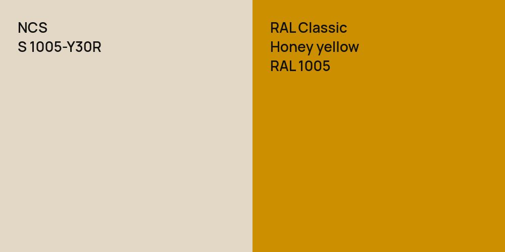 NCS S 1005-Y30R vs. RAL Classic  Honey yellow