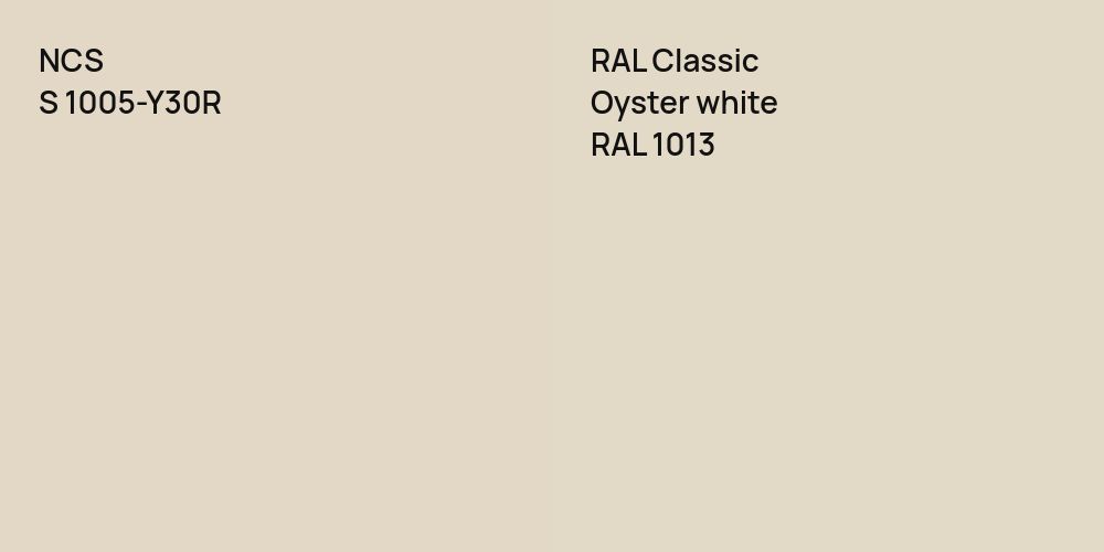 NCS S 1005-Y30R vs. RAL Classic  Oyster white