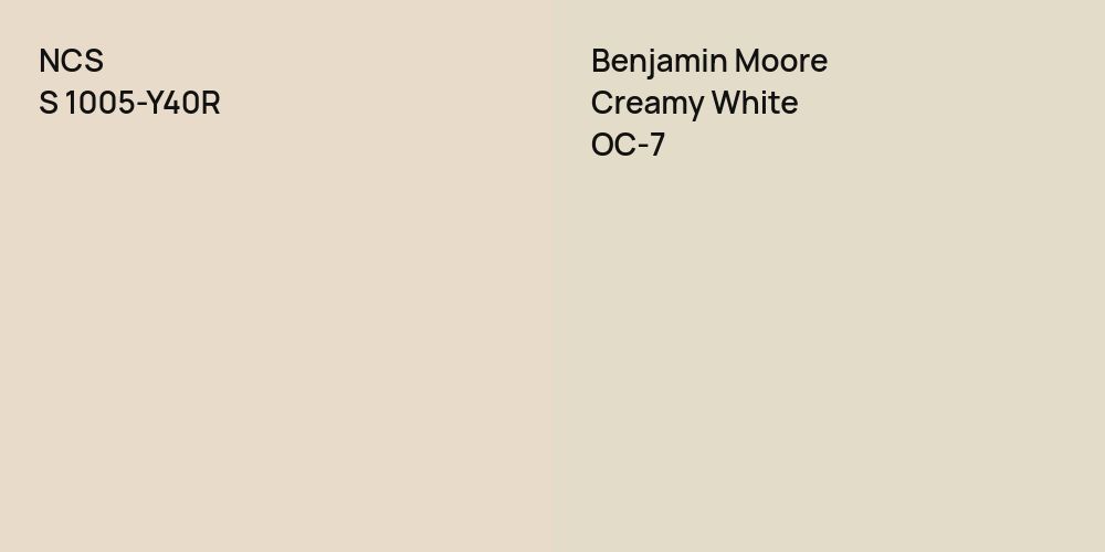 NCS S 1005-Y40R vs. Benjamin Moore Creamy White