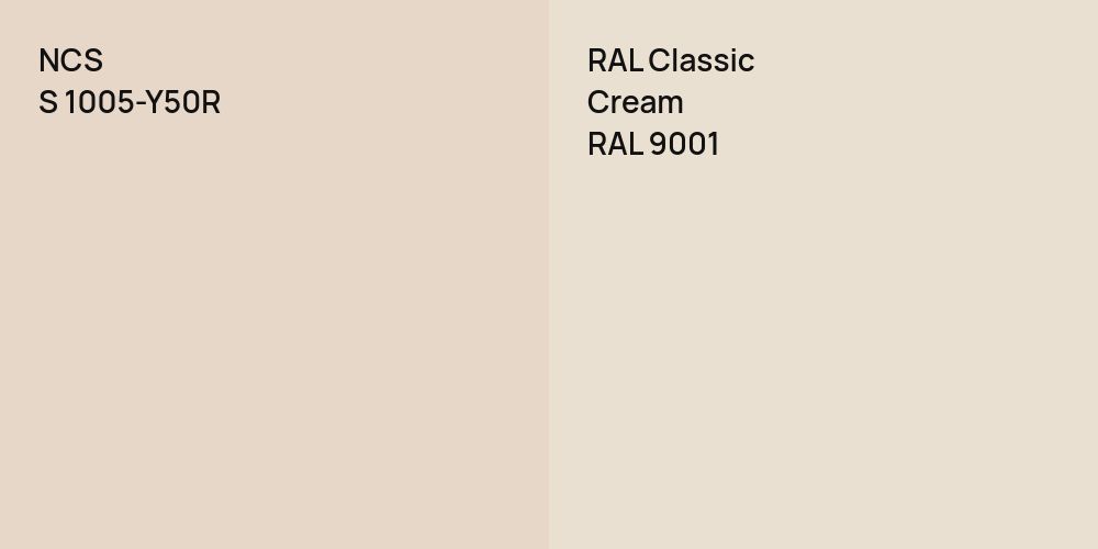 NCS S 1005-Y50R vs. RAL Classic  Cream