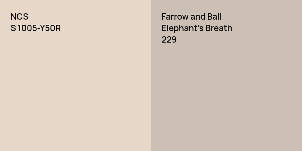 NCS S 1005-Y50R vs. Farrow and Ball Elephant's Breath