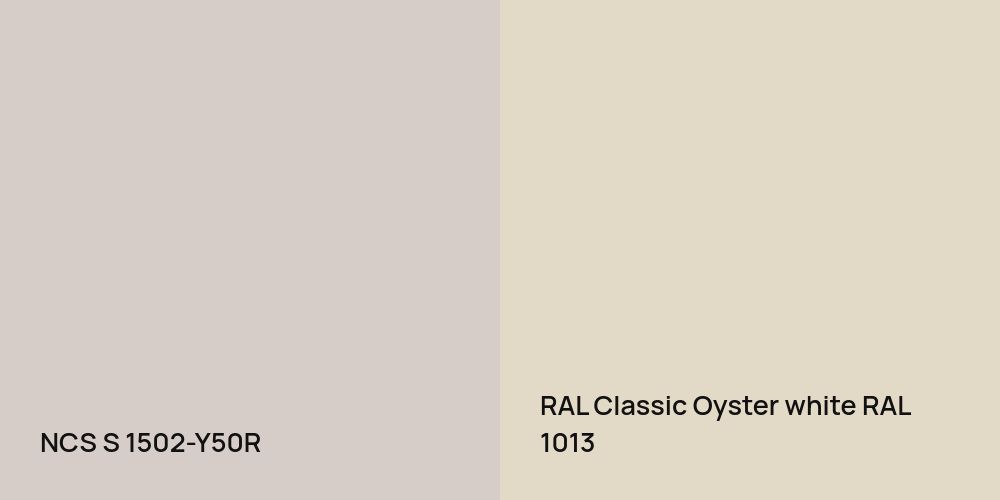 NCS S 1502-Y50R vs. RAL Classic  Oyster white