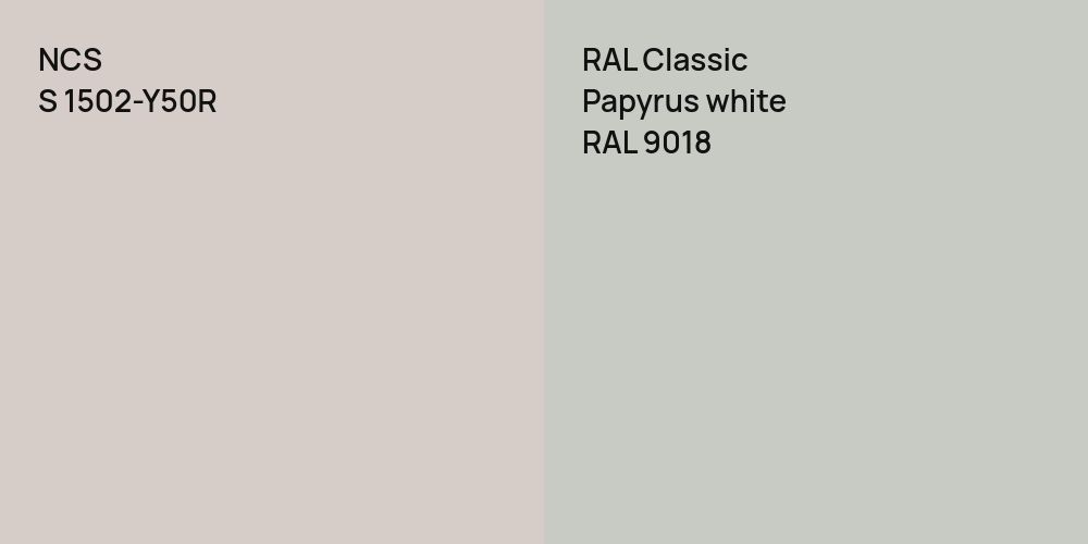 NCS S 1502-Y50R vs. RAL Classic Papyrus white