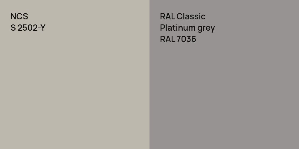 NCS S 2502-Y vs. RAL Classic  Platinum grey