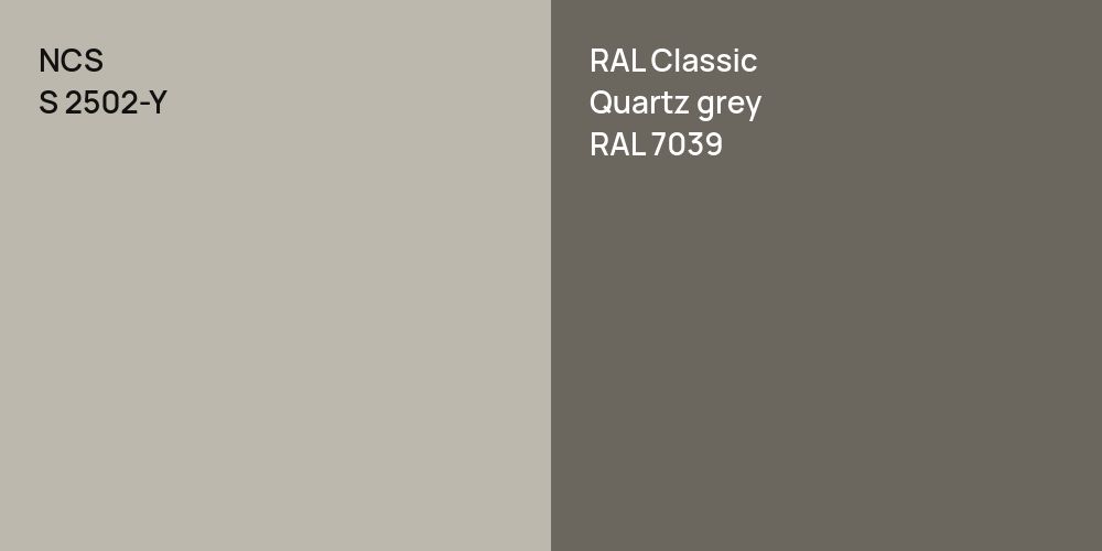 NCS S 2502-Y vs. RAL Classic  Quartz grey