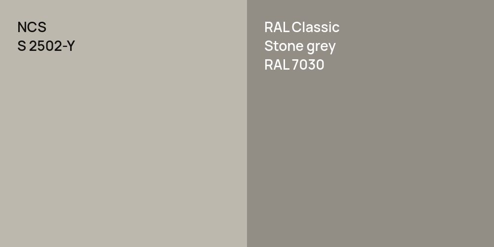 NCS S 2502-Y vs. RAL Classic  Stone grey