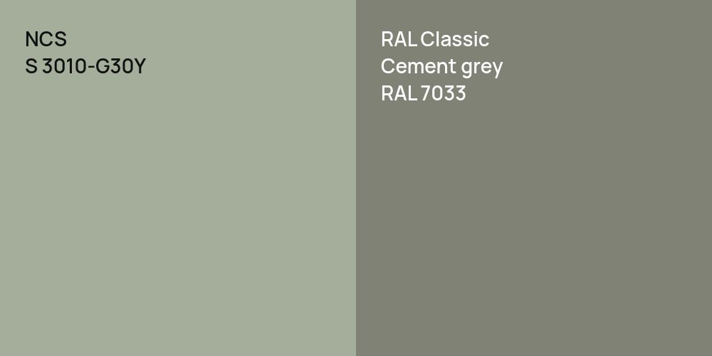 NCS S 3010-G30Y vs. RAL Classic  Cement grey