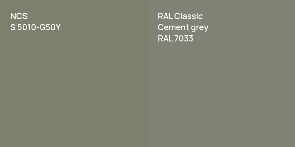 NCS S 5010-G50Y vs. RAL Classic  Cement grey