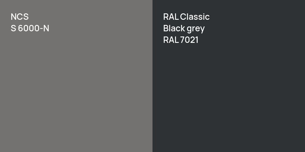 NCS S 6000-N vs. RAL Classic  Black grey