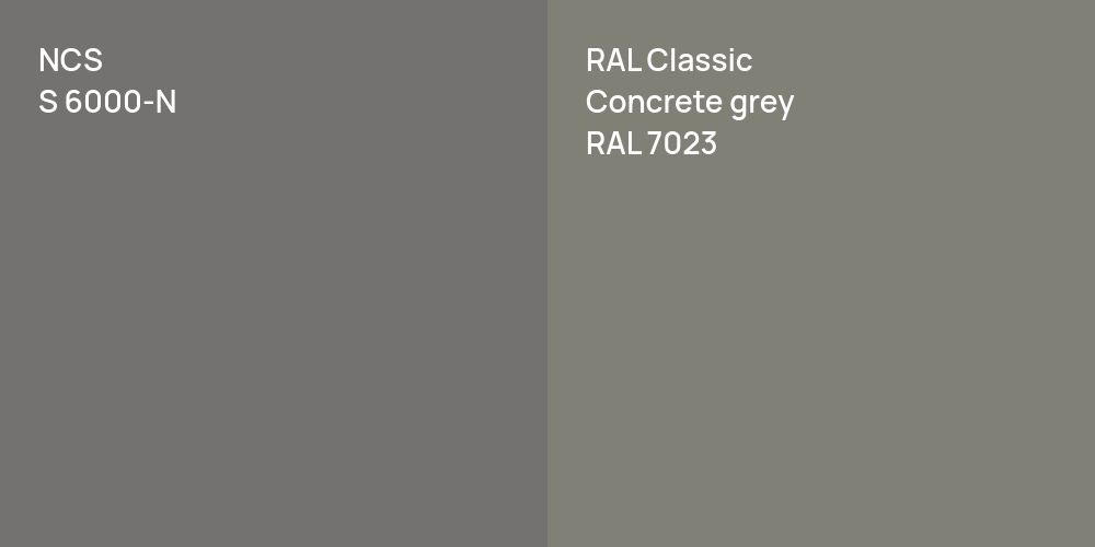 NCS S 6000-N vs. RAL Classic  Concrete grey