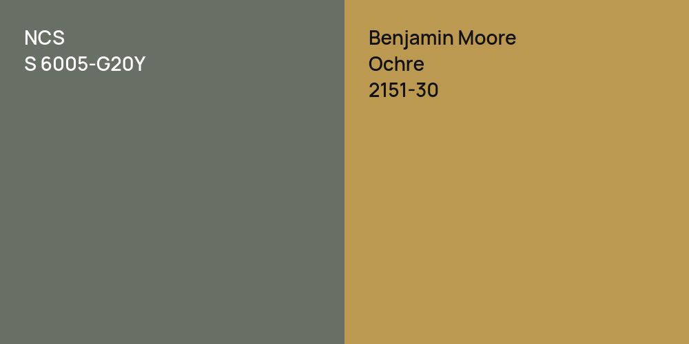 NCS S 6005-G20Y vs. Benjamin Moore Ochre