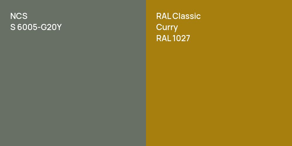 NCS S 6005-G20Y vs. RAL Classic  Curry