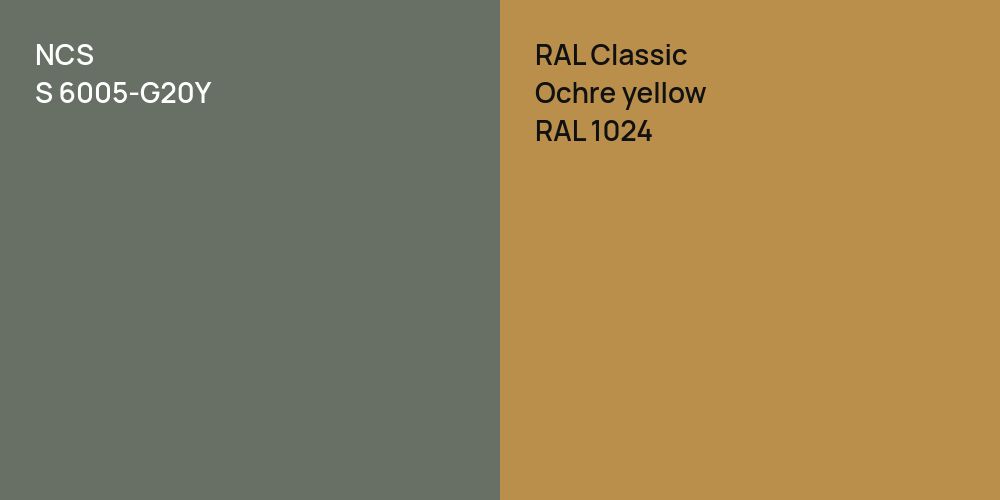 NCS S 6005-G20Y vs. RAL Classic  Ochre yellow