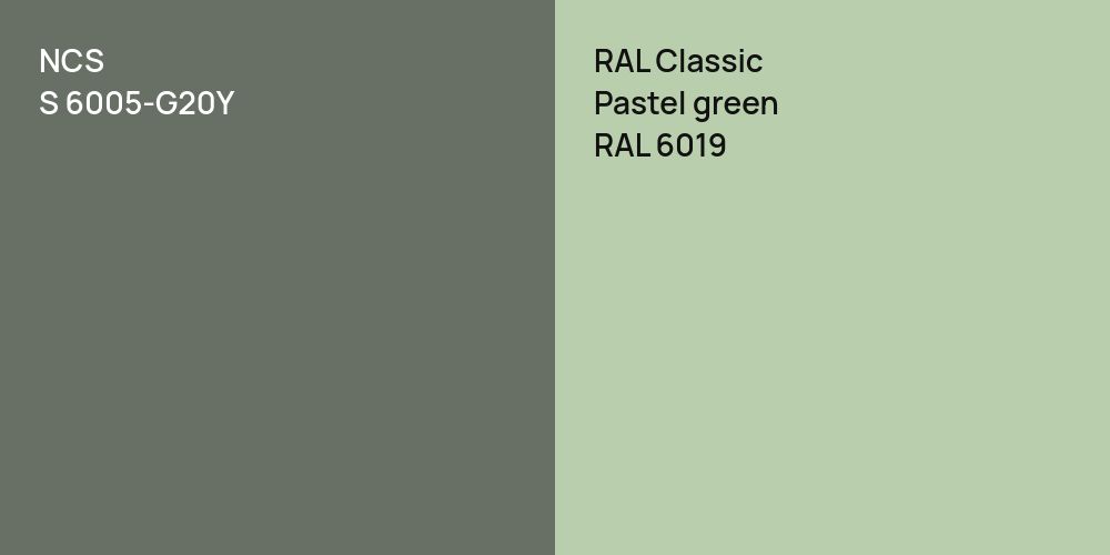 NCS S 6005-G20Y vs. RAL Classic  Pastel green