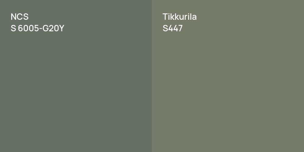 NCS S 6005-G20Y vs. Tikkurila S447