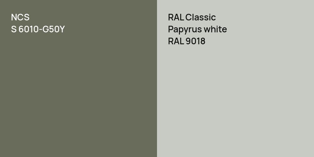 NCS S 6010-G50Y vs. RAL Classic Papyrus white