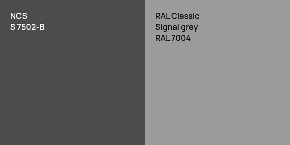 NCS S 7502-B vs. RAL Classic  Signal grey