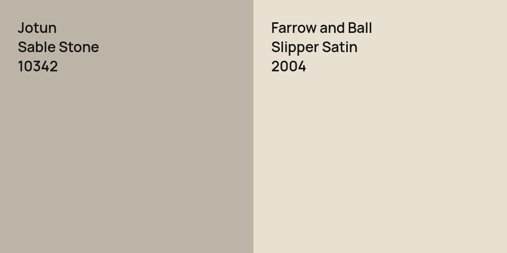 Jotun Sable Stone vs. Farrow and Ball Slipper Satin