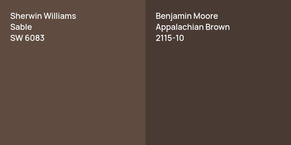 Sherwin Williams Sable vs. Benjamin Moore Appalachian Brown