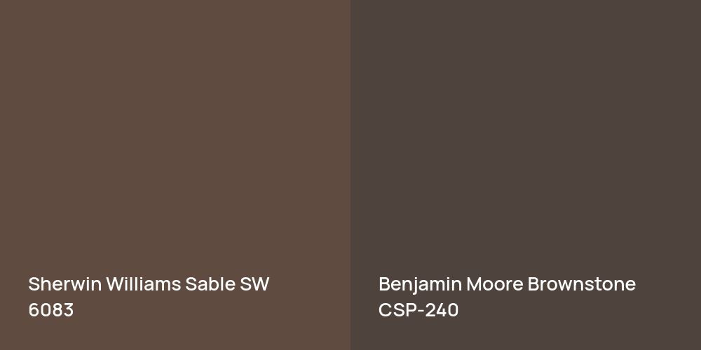 Sherwin Williams Sable vs. Benjamin Moore Brownstone