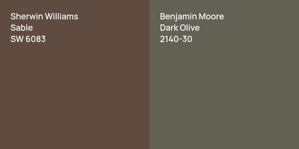 Sherwin Williams Sable vs. Benjamin Moore Dark Olive