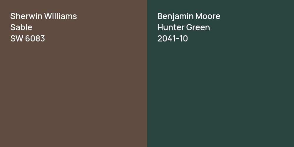 Sherwin Williams Sable vs. Benjamin Moore Hunter Green